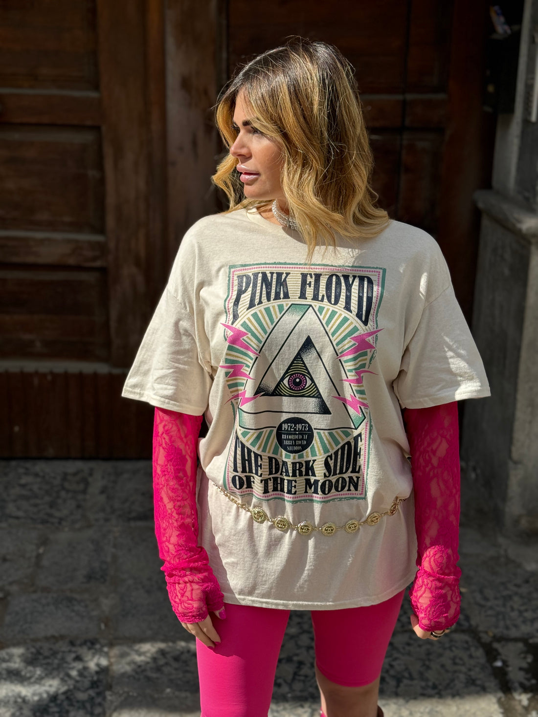 T-Shirt Rock Pink Floyd Lace Moon