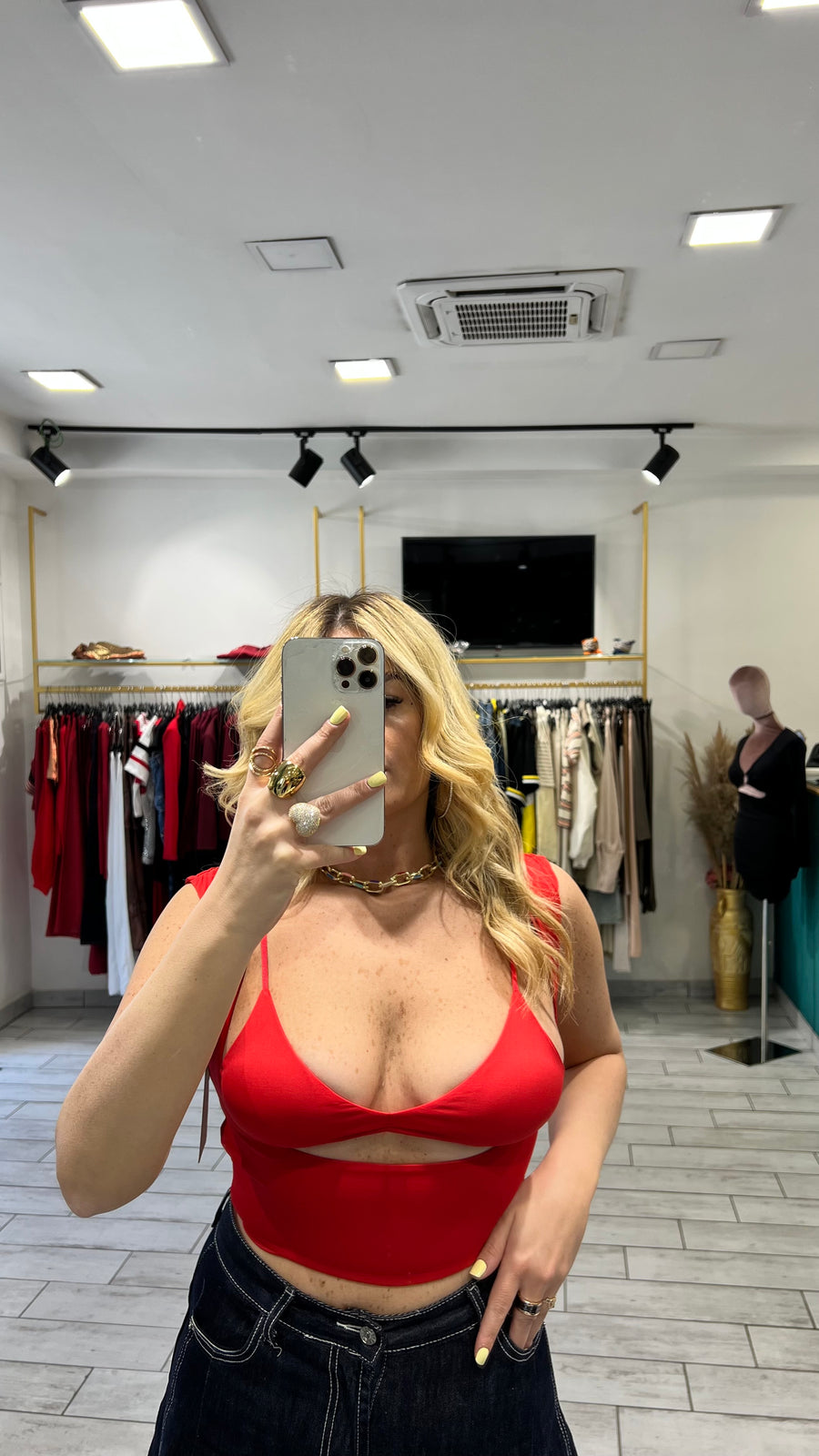 Top Erin con coprispalle Rosso