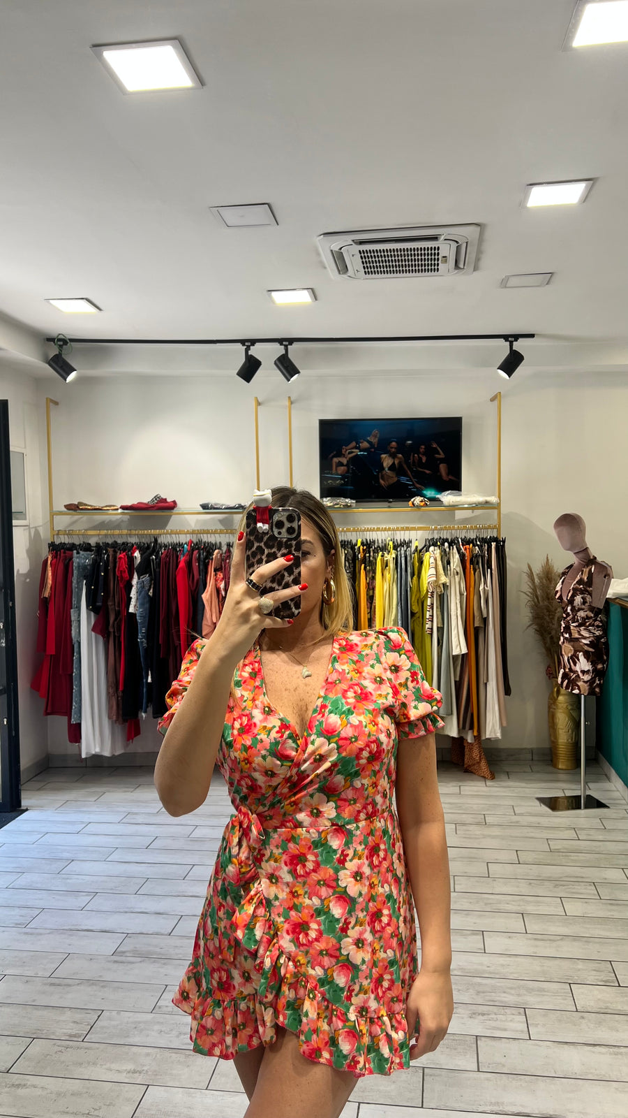 Dress a incrocio Pesca e Verde