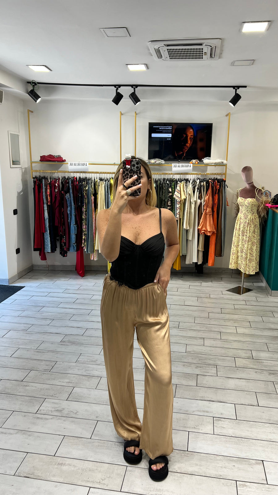Pantalone Satin Oro