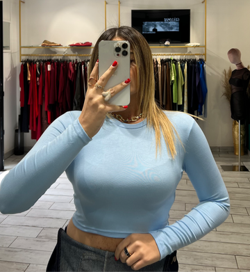 Maglia Crop Isa Celeste