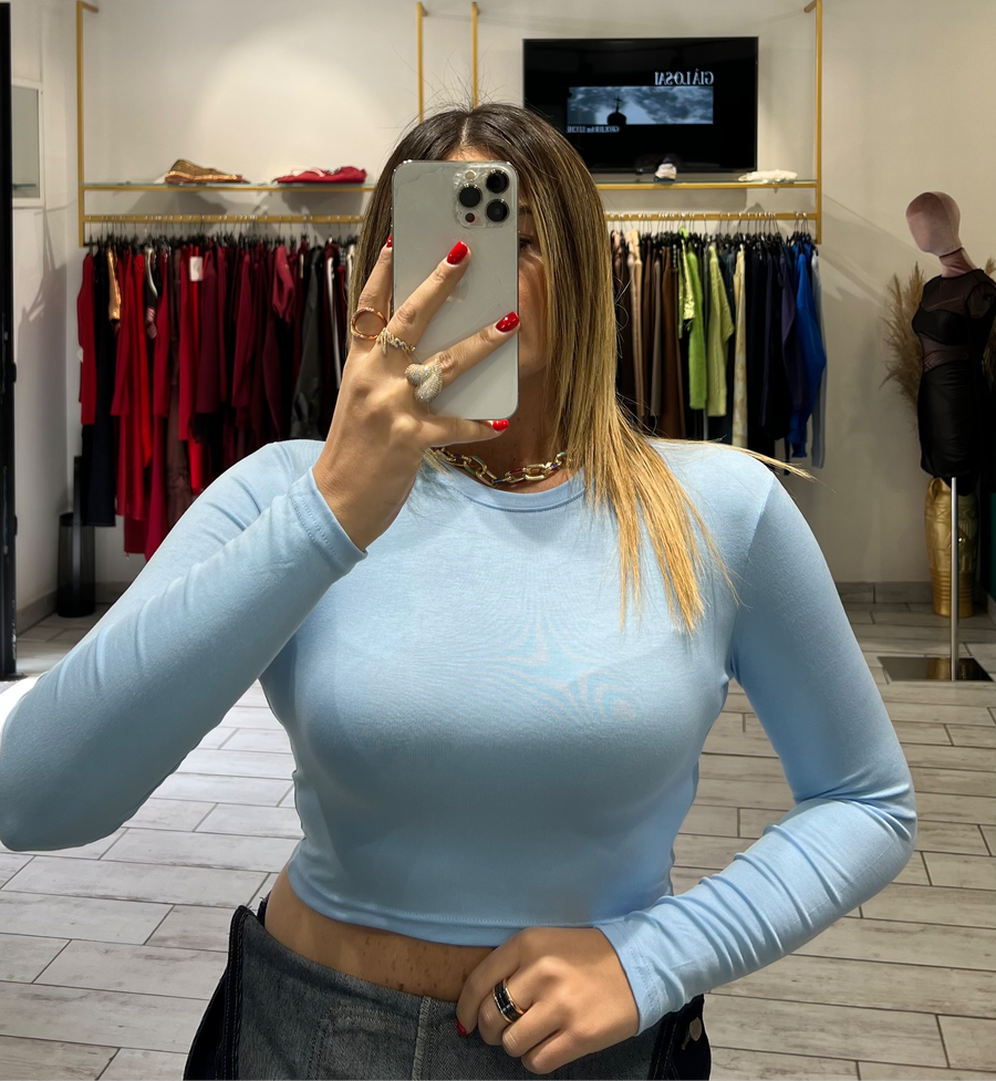 Maglia Crop Isa Celeste