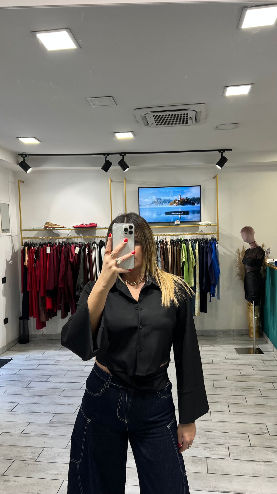 Camicia a incrociatina Nera