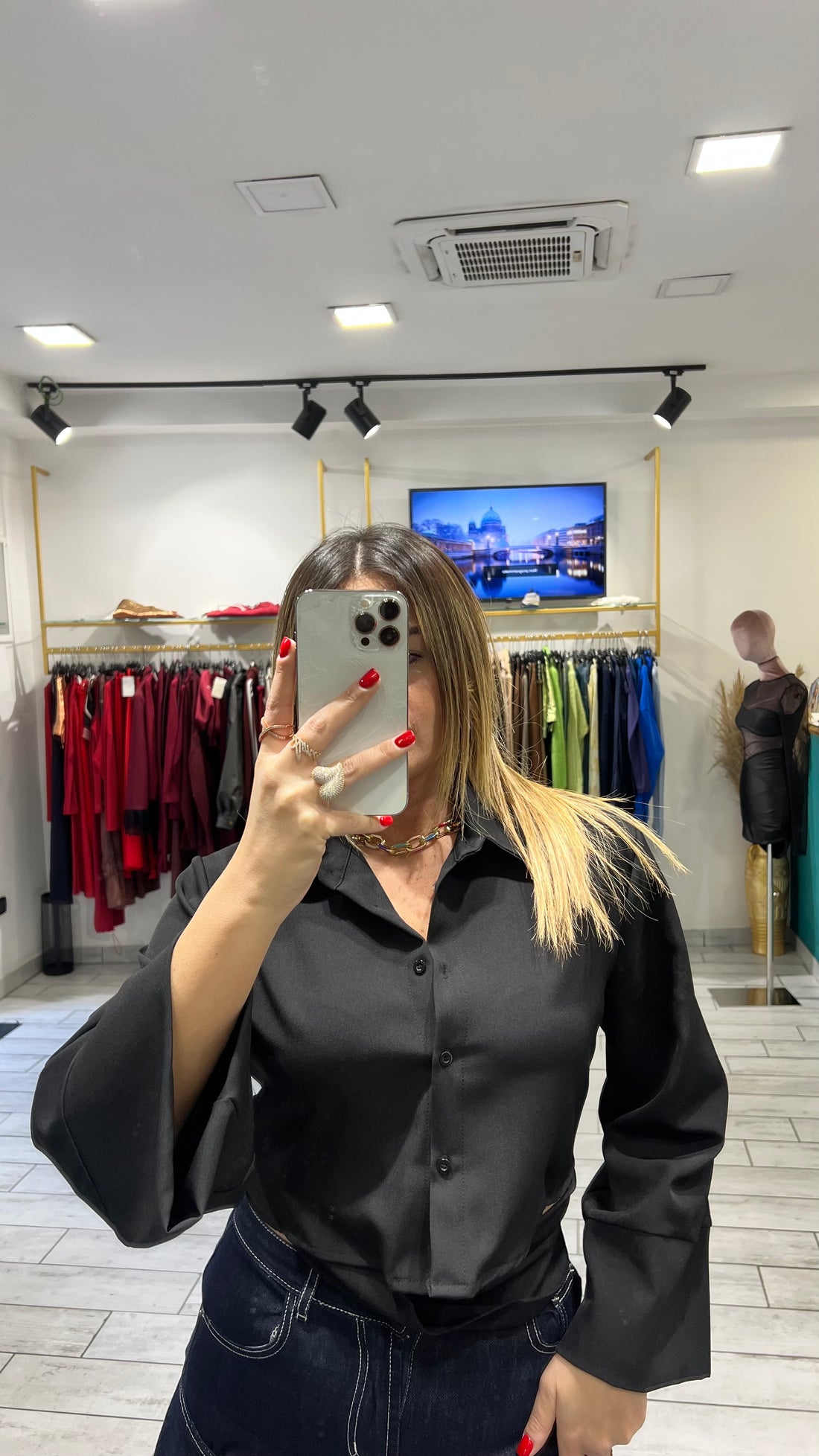 Camicia a incrociatina Nera