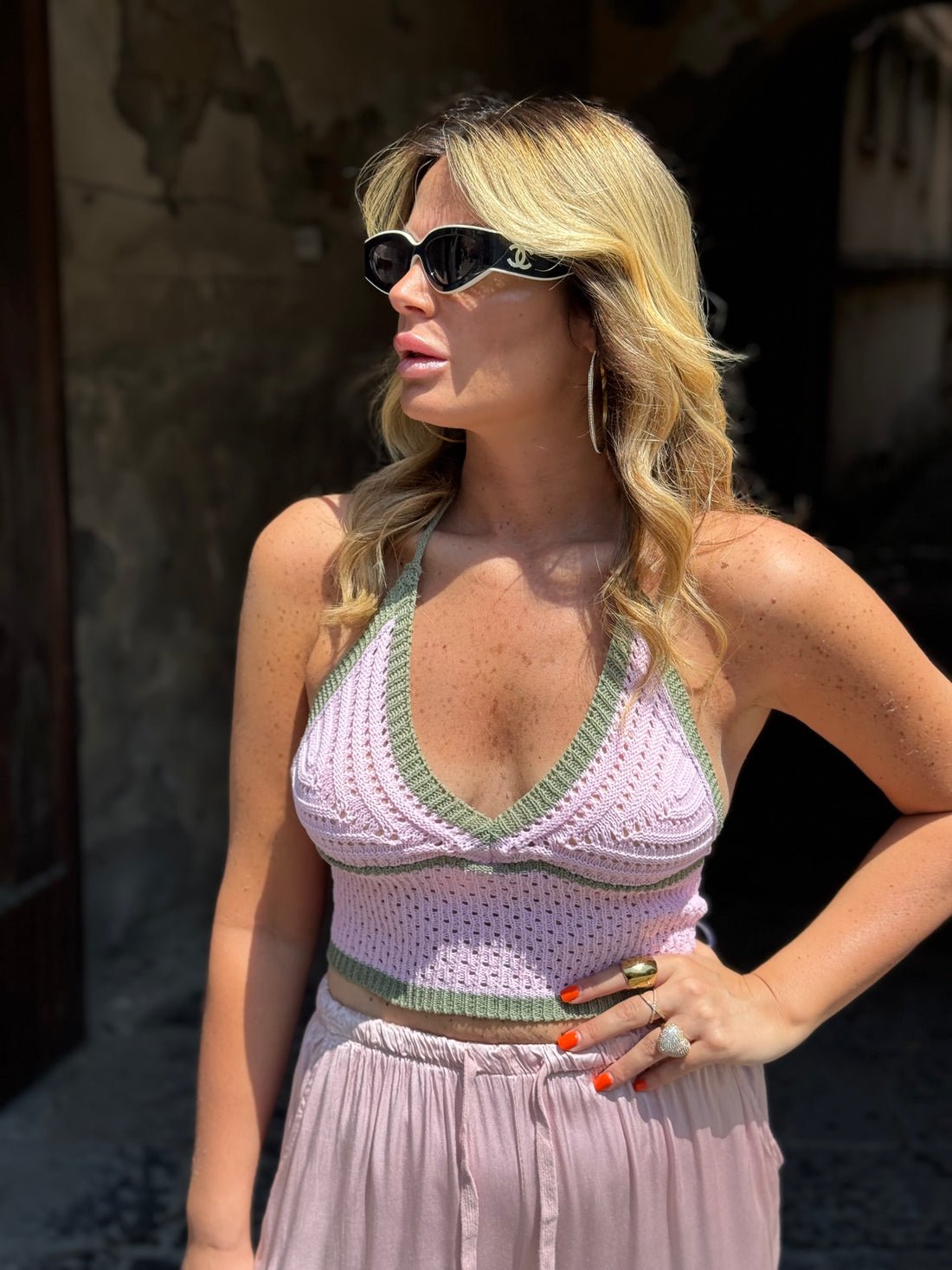 Top in filo Rosa
