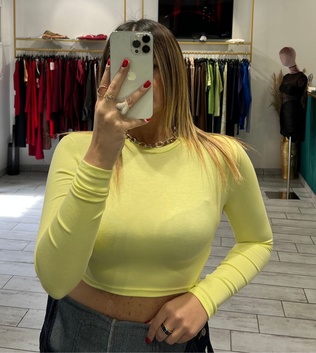 Maglia Crop Isa Gialla