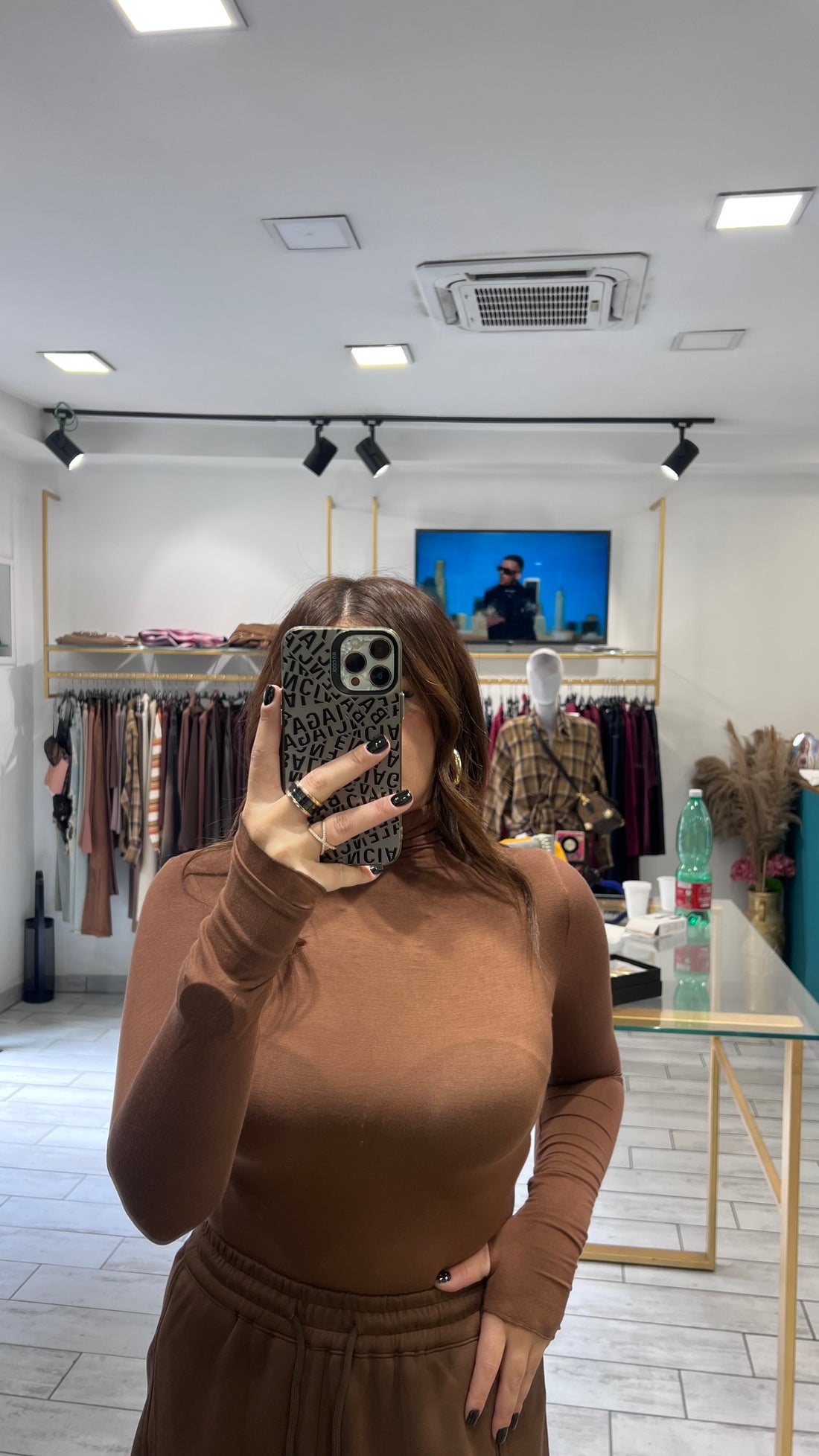 Maglia Manuela a collo alto Marrone