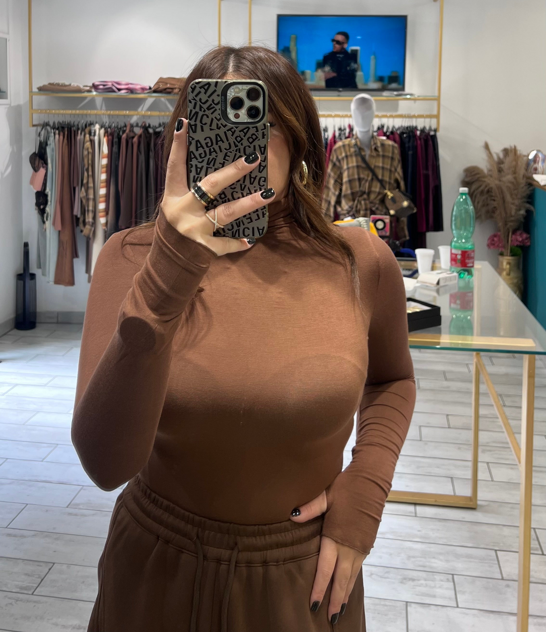 Maglia Manuela a collo alto Marrone