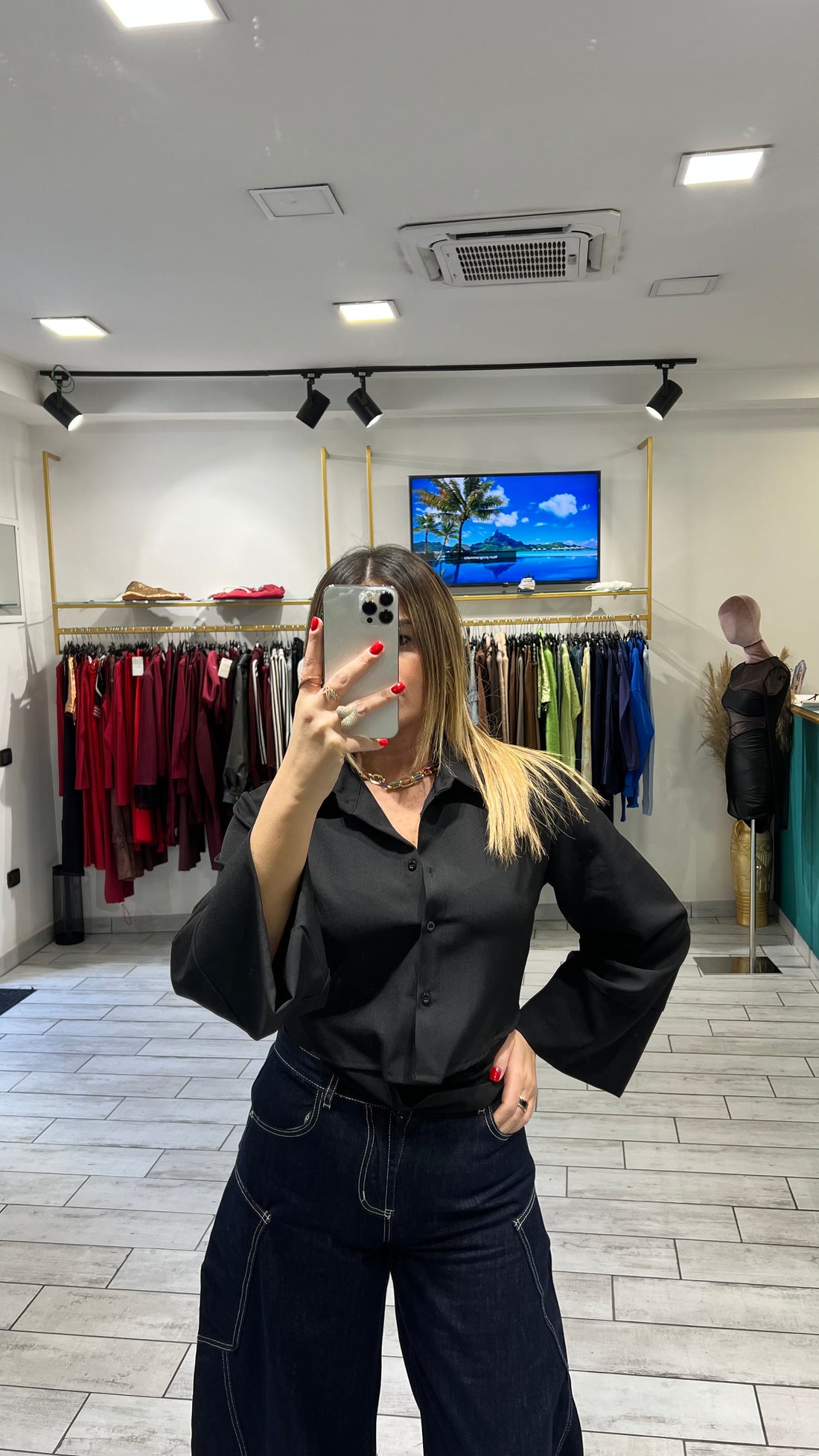 Camicia a incrociatina Nera