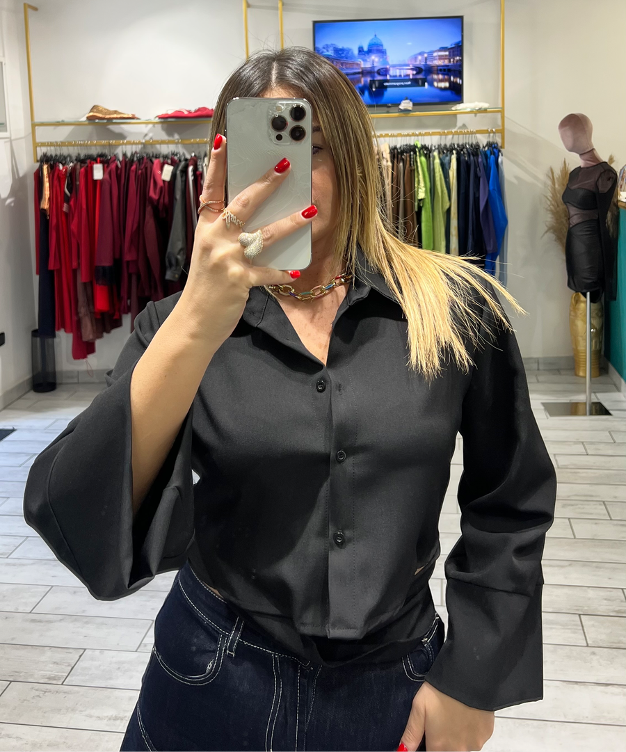Camicia a incrociatina Nera