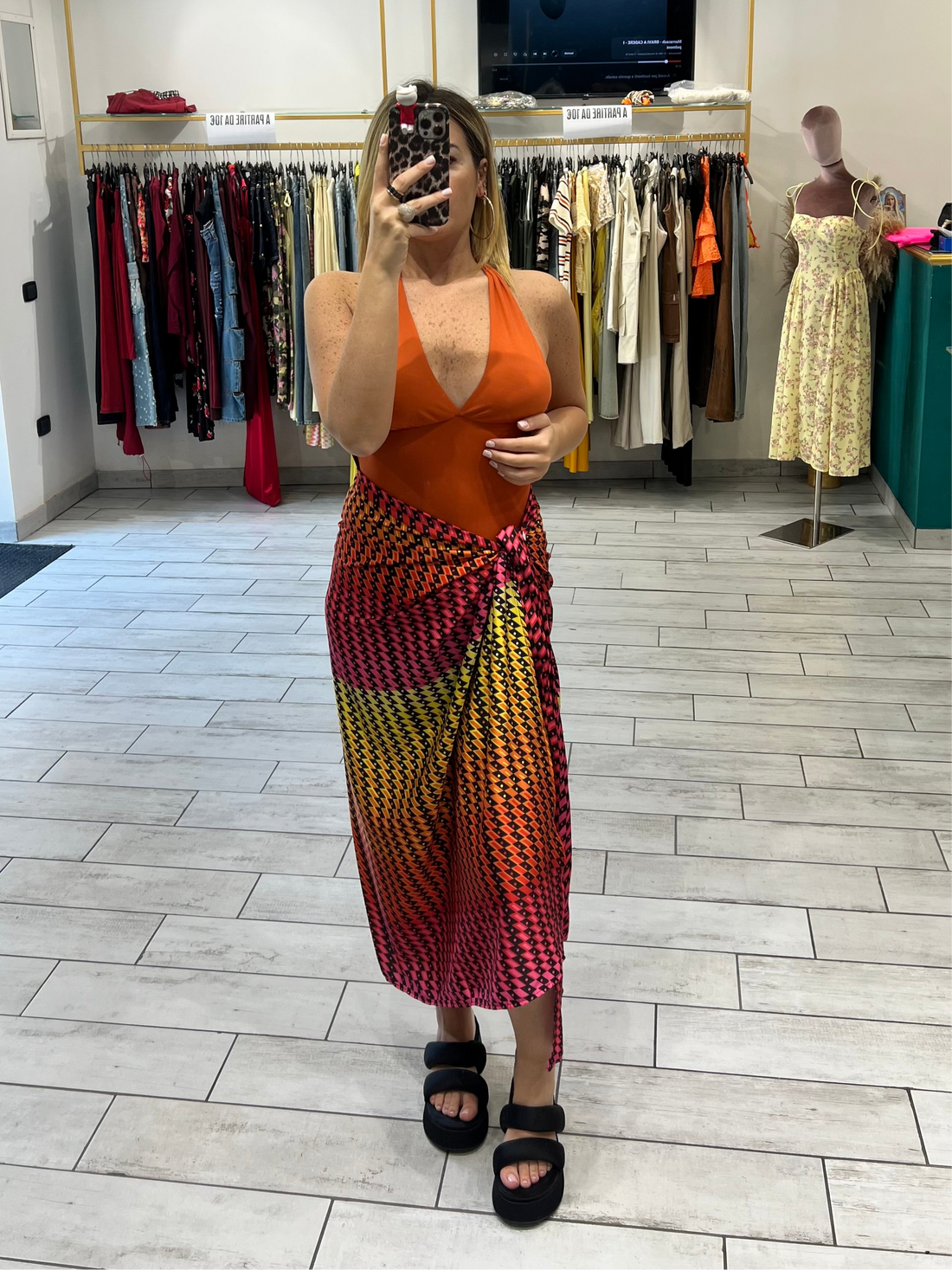 Gonna Pareo Arancio/Fucsia