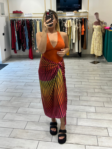 Gonna Pareo Arancio/Fucsia