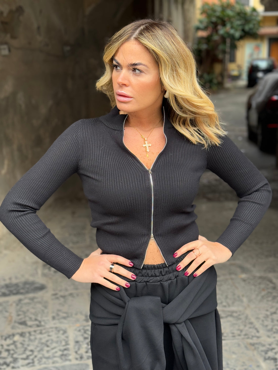 Maglioncino Siena Nero con zip