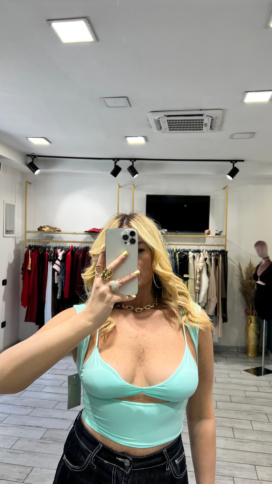 Top Erin con coprispalle Verde Acqua