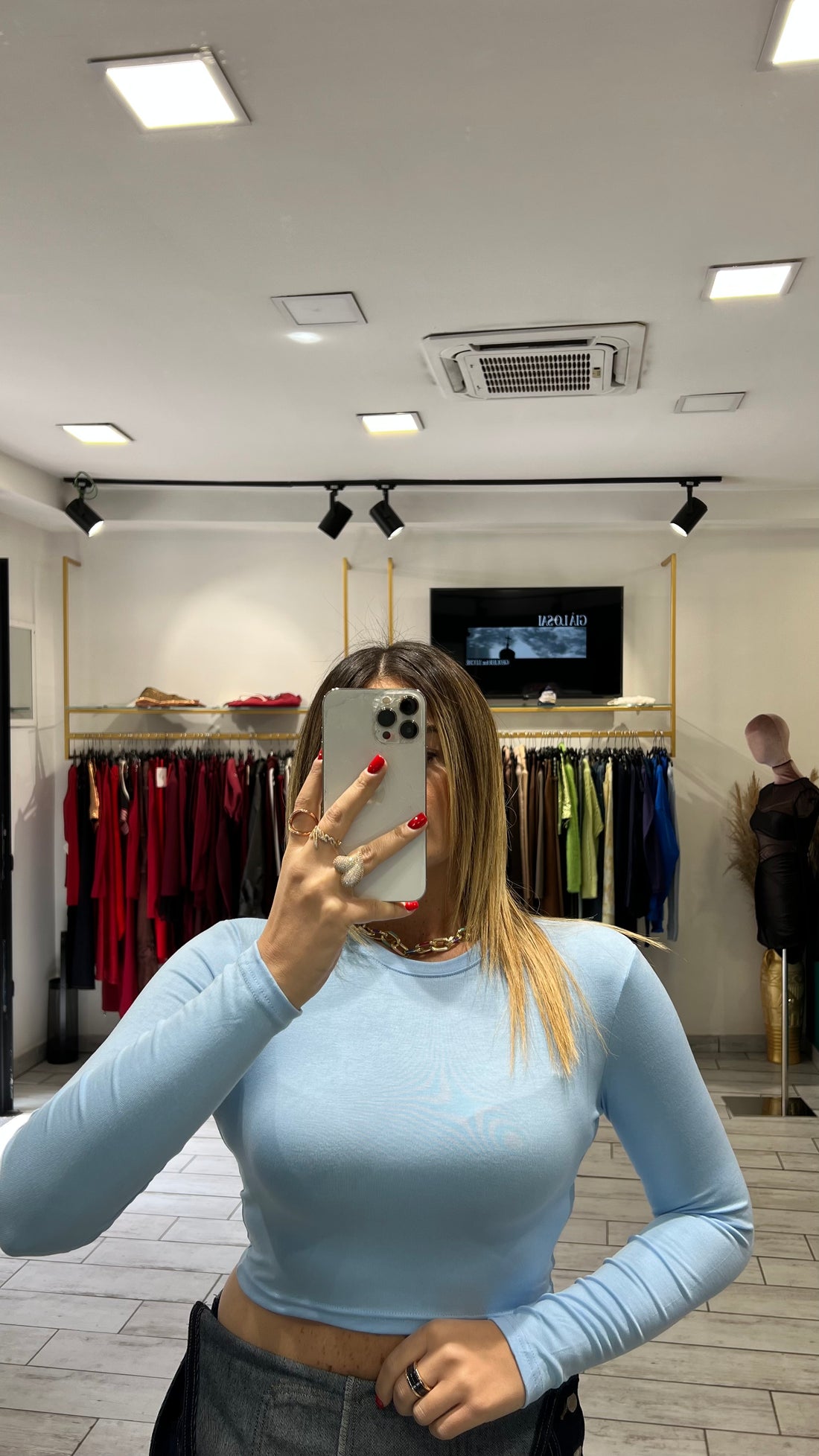 Maglia Crop Isa Celeste