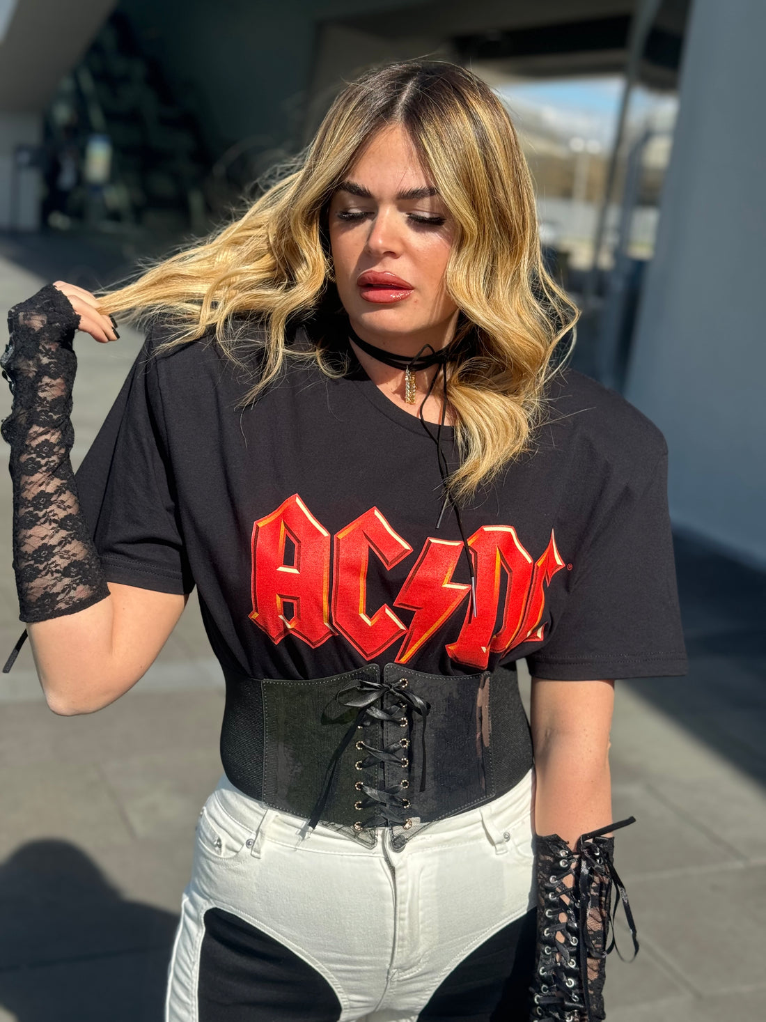 T-Shirt Rock ACDC Red Gold