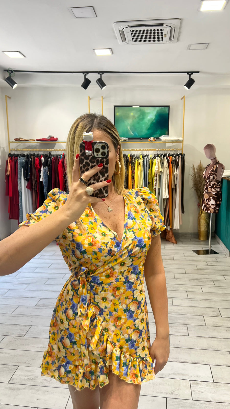 Dress a incrocio Giallo e Blu
