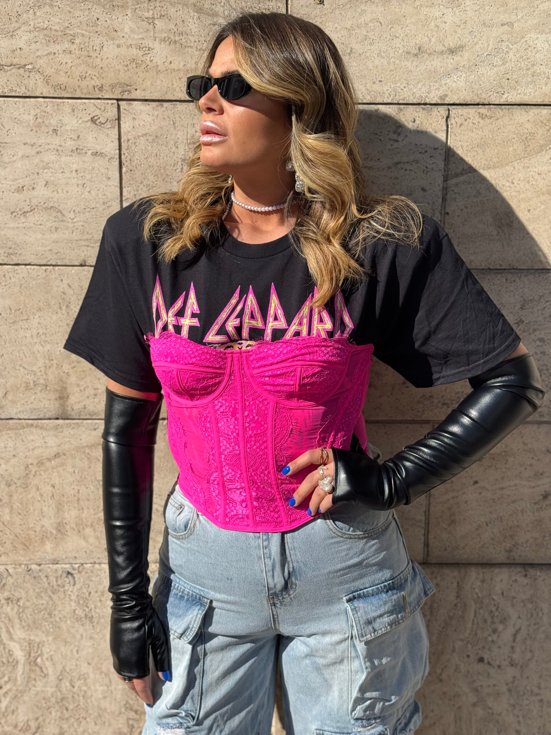 Set T-Shirt Rock Def Leppard con Bustino