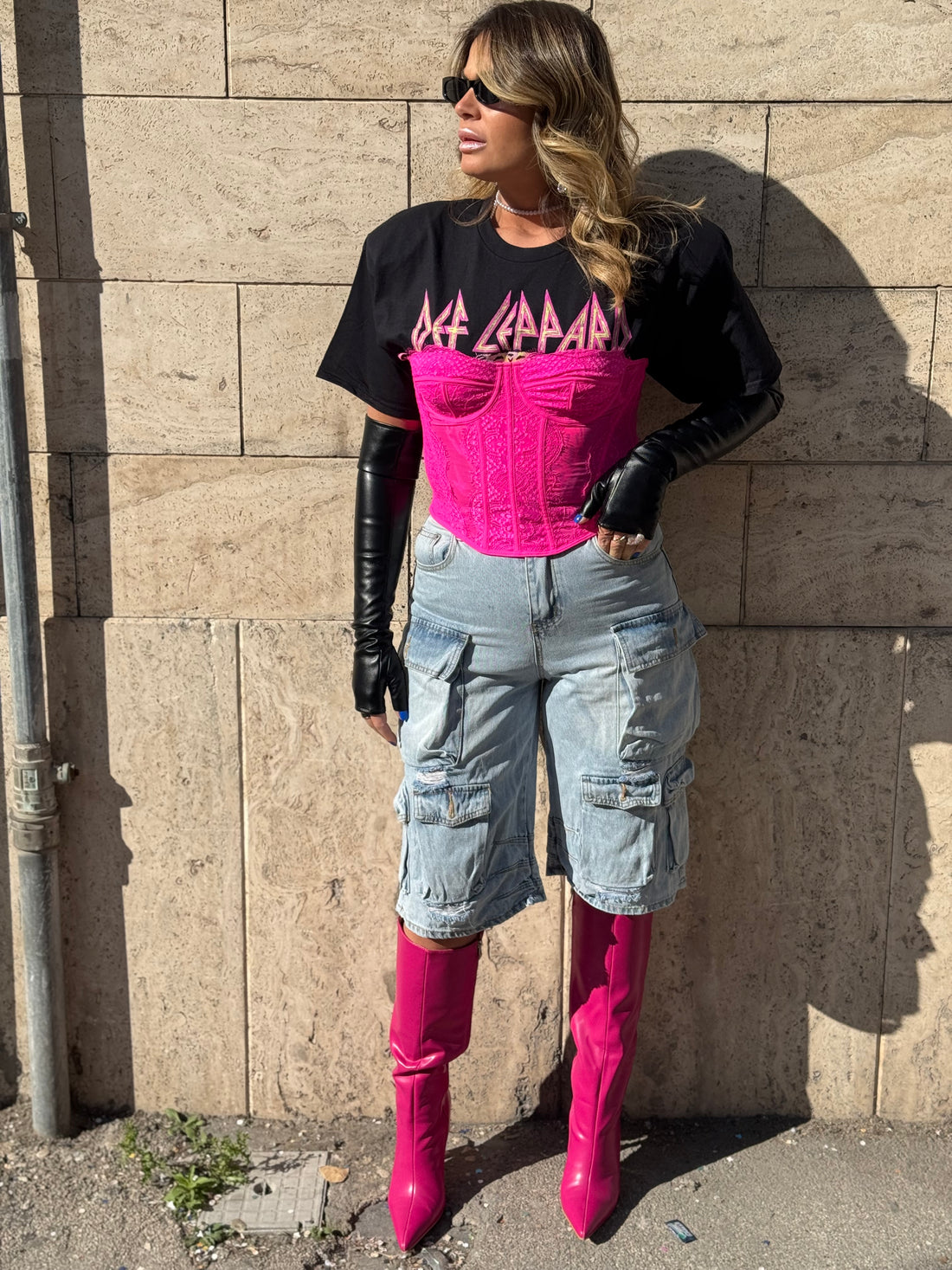 Set T-Shirt Rock Def Leppard con Bustino