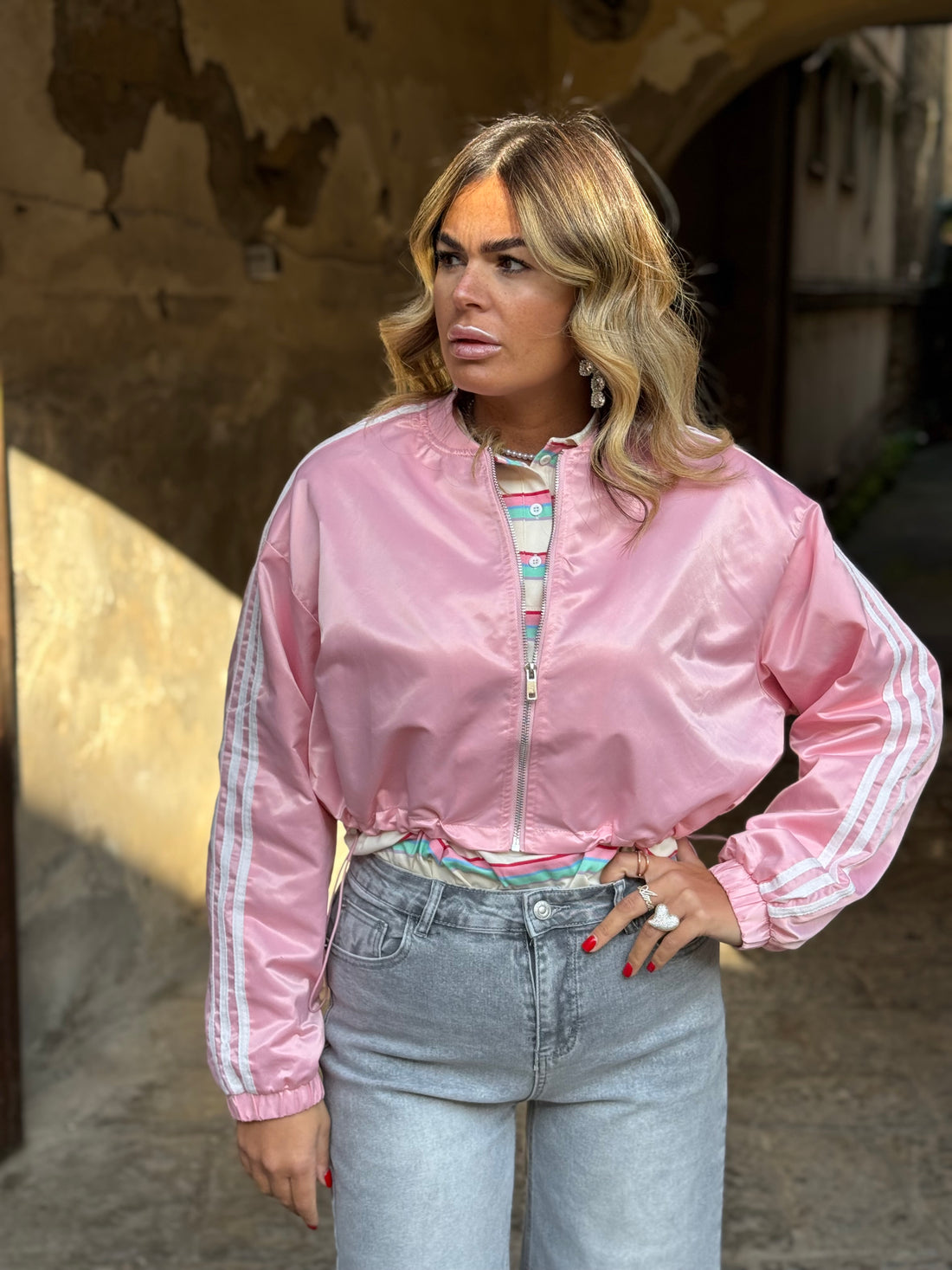 Giubbino Stripes Rosa