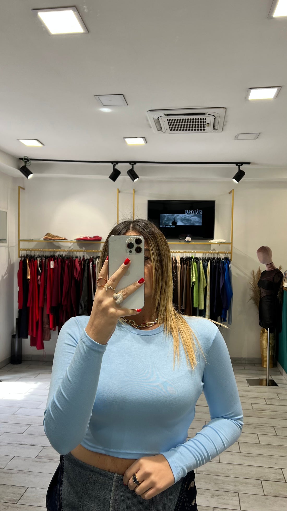 Maglia Crop Isa Celeste