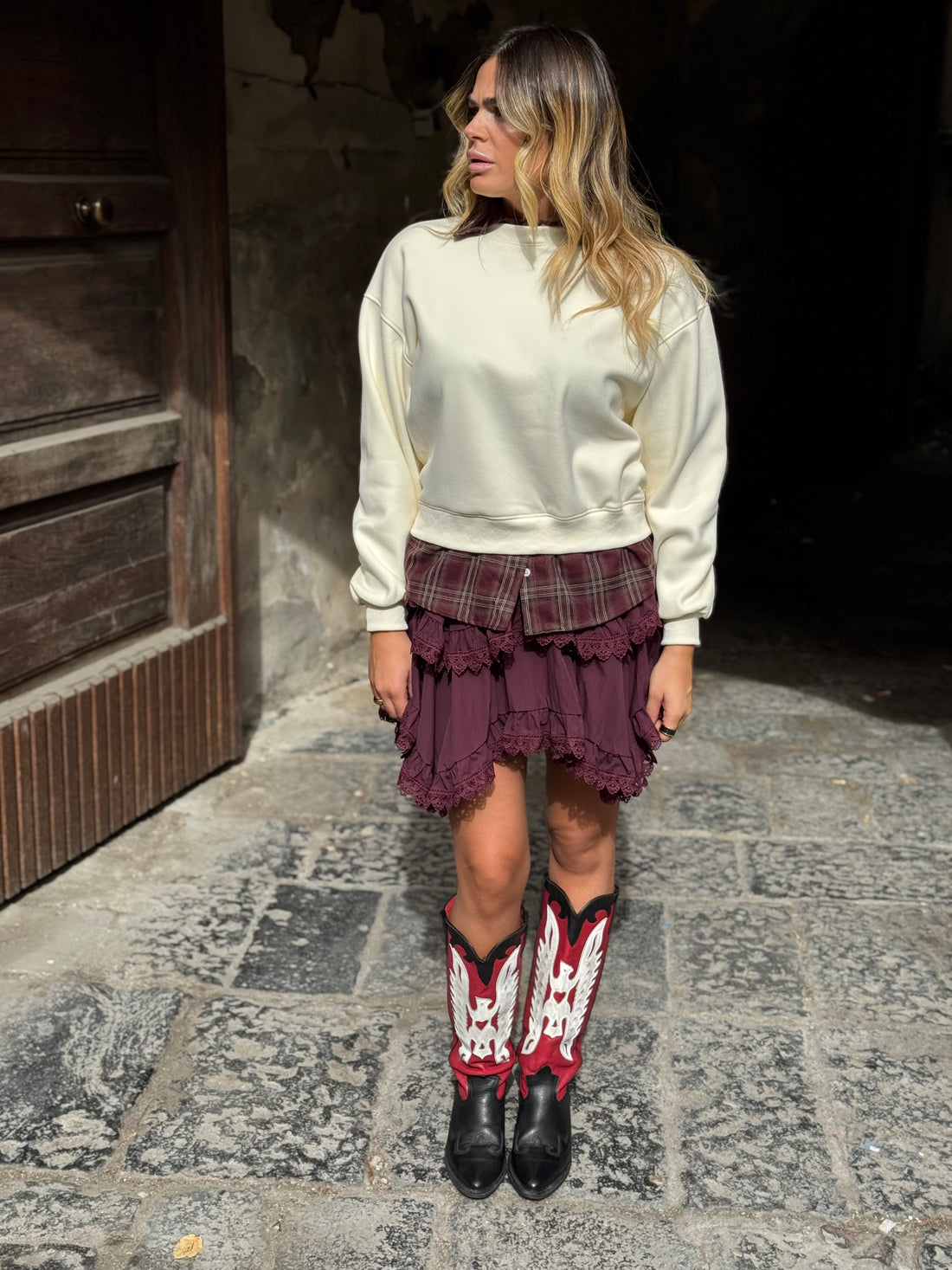 Gonna Brooke Bordo a pantaloncino