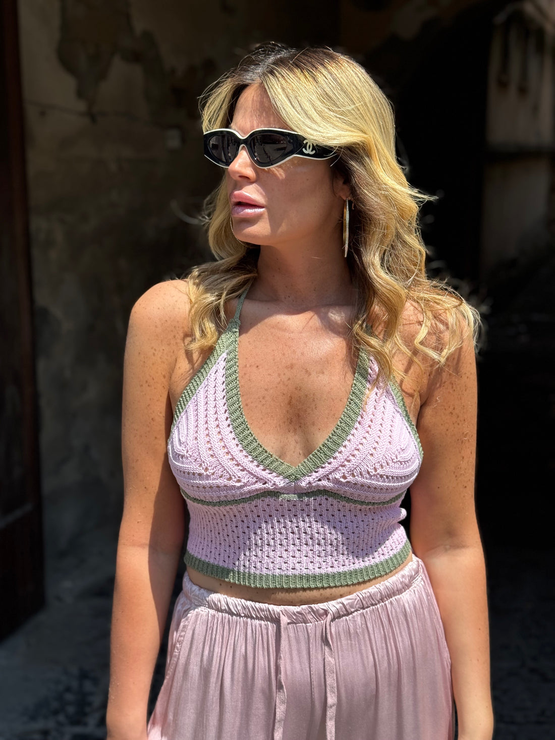 Top in filo Rosa
