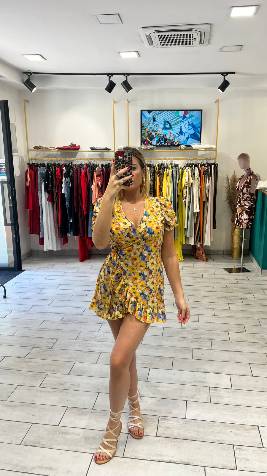 Dress a incrocio Giallo e Blu