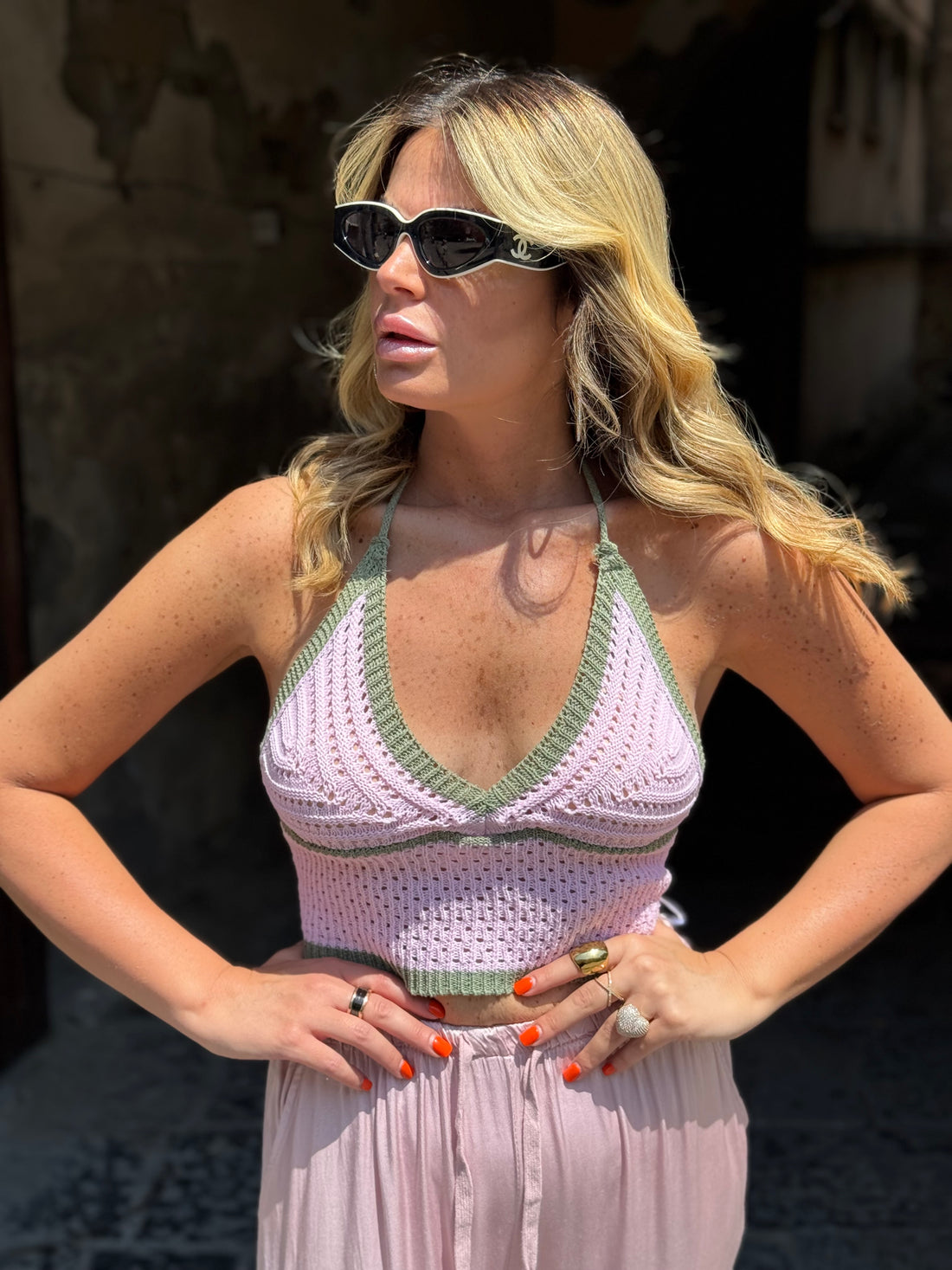 Top in filo Rosa