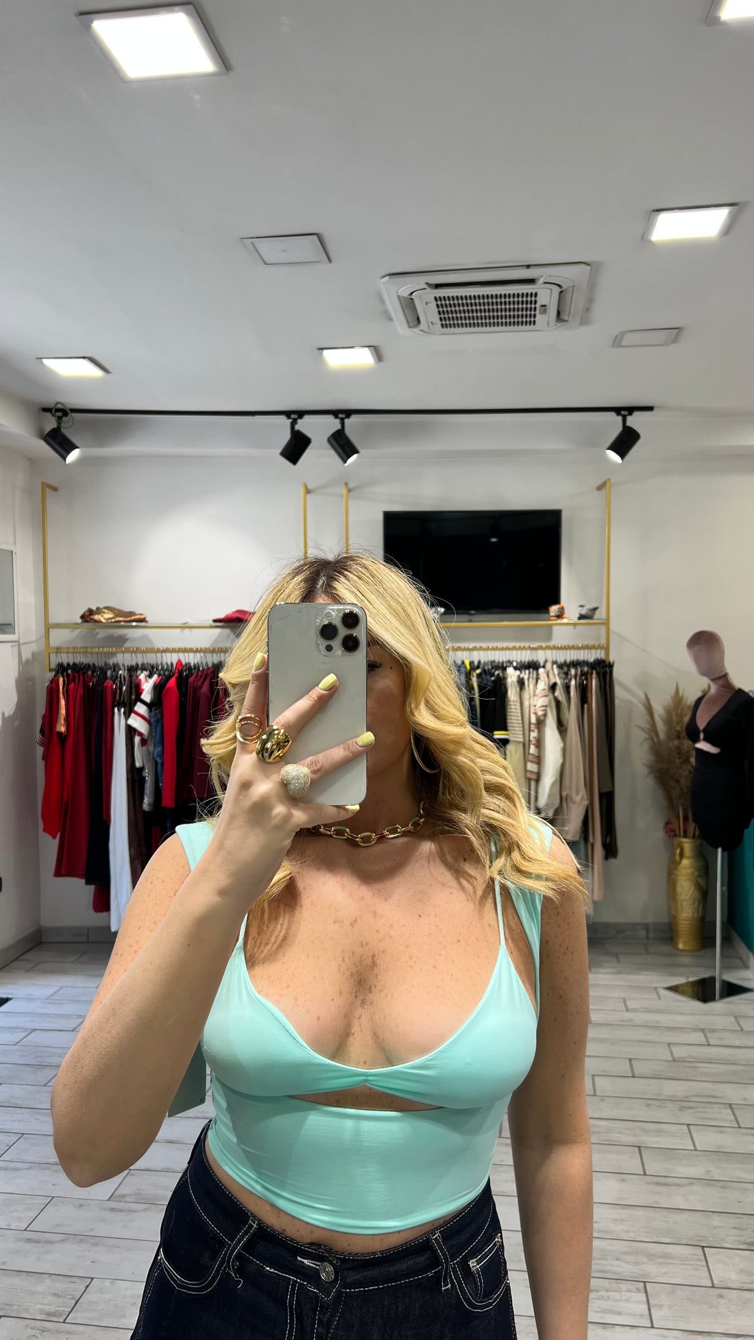 Top Erin con coprispalle Verde Acqua