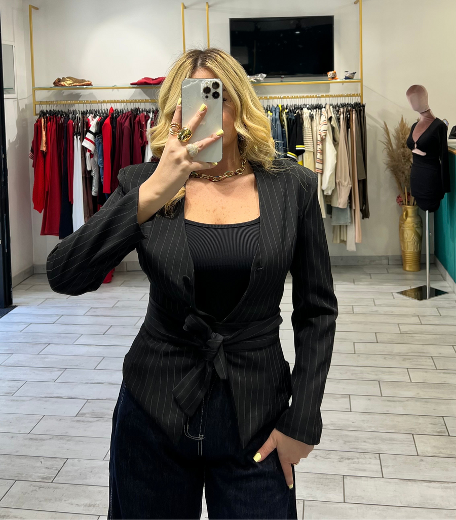 Blazer Steffy Gessato Nero