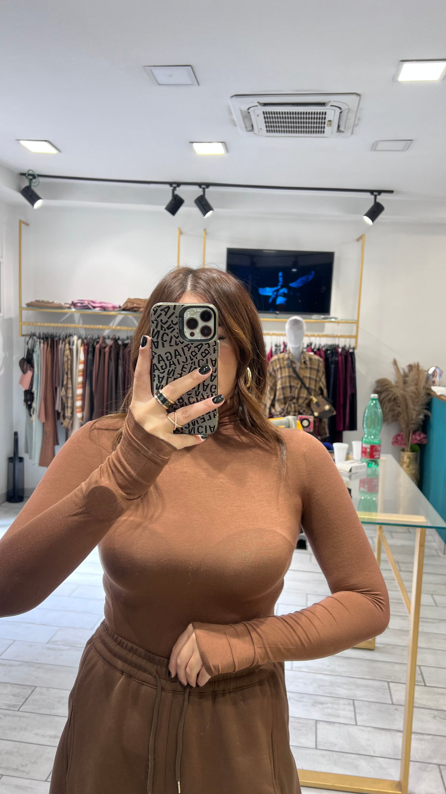 Maglia Manuela a collo alto Marrone