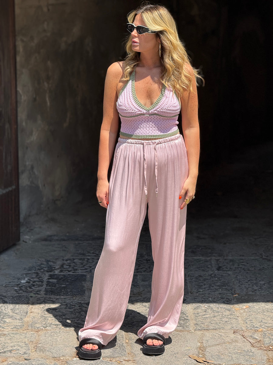 Pantalone Satin Rosa