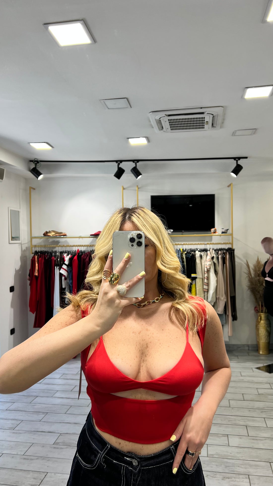 Top Erin con coprispalle Rosso
