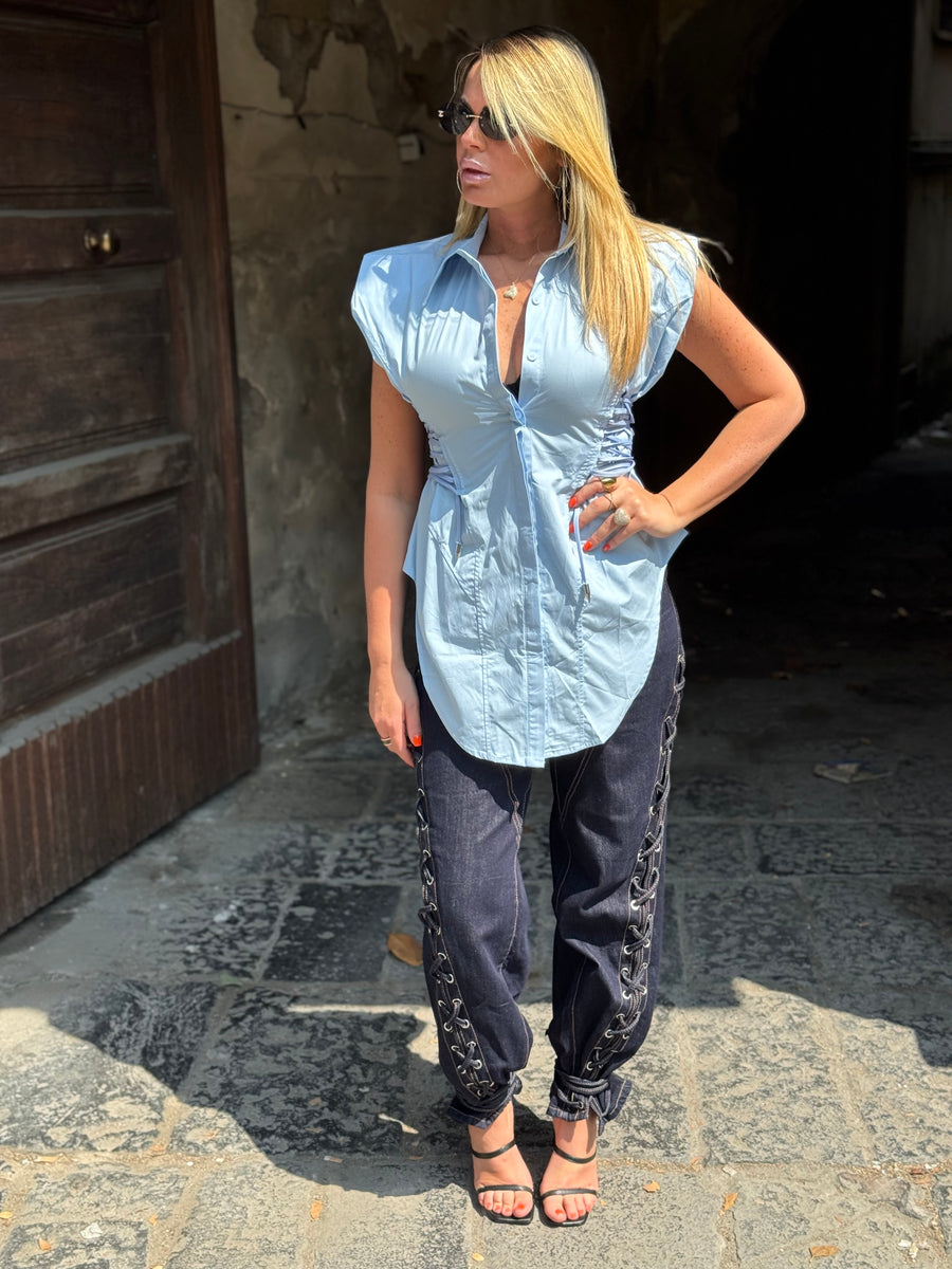 Camicia Smanicata Gilda Celeste