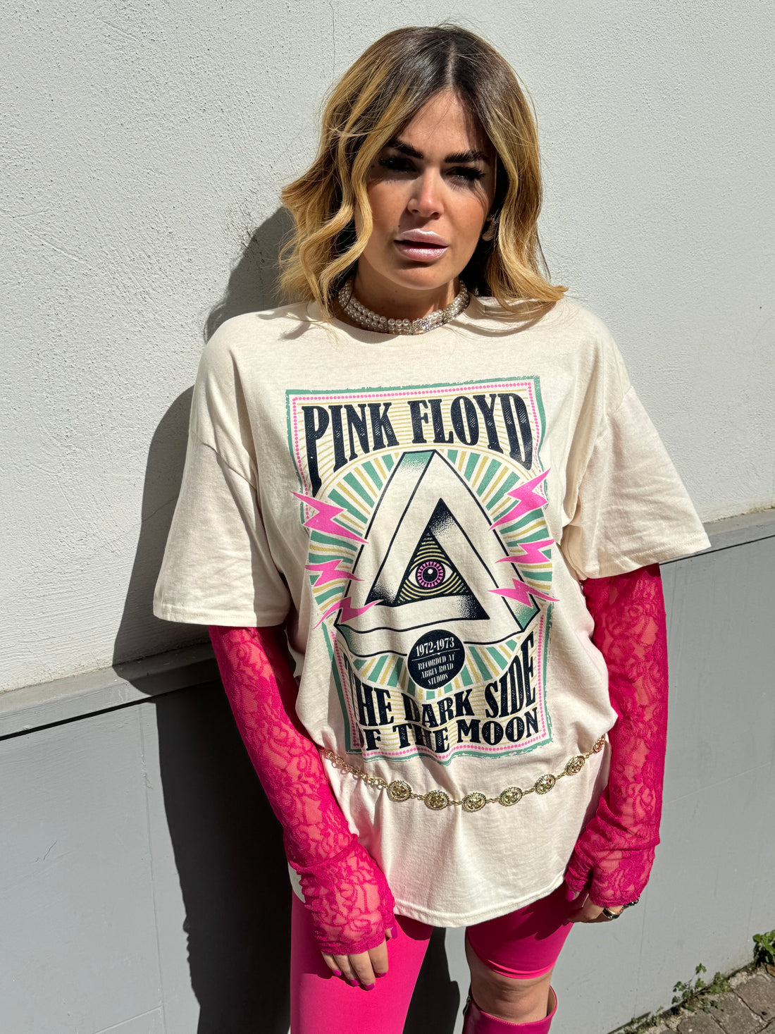 T-Shirt Rock Pink Floyd Lace Moon