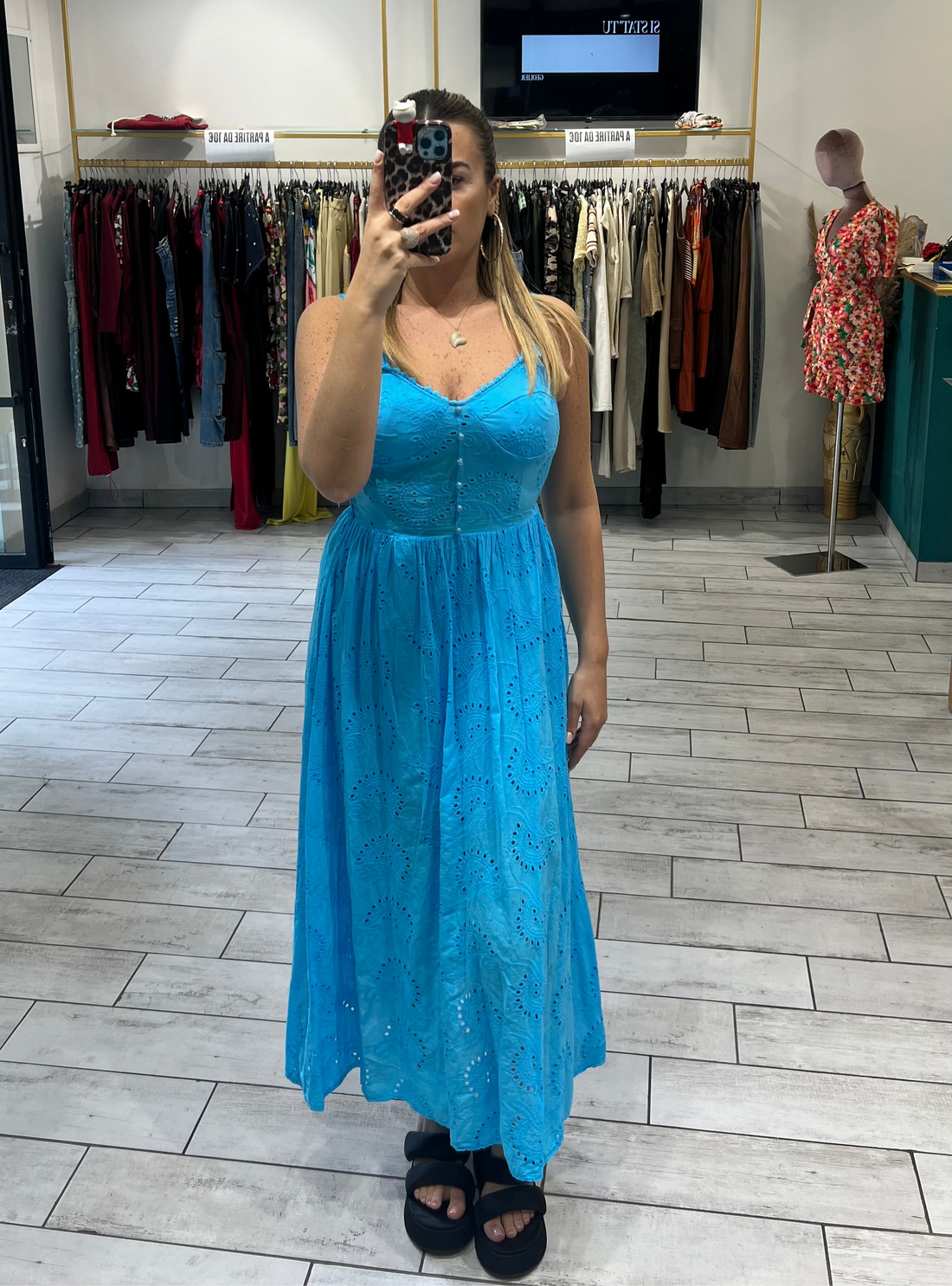 Dress Vientha Turchese in pizzo San Gallo