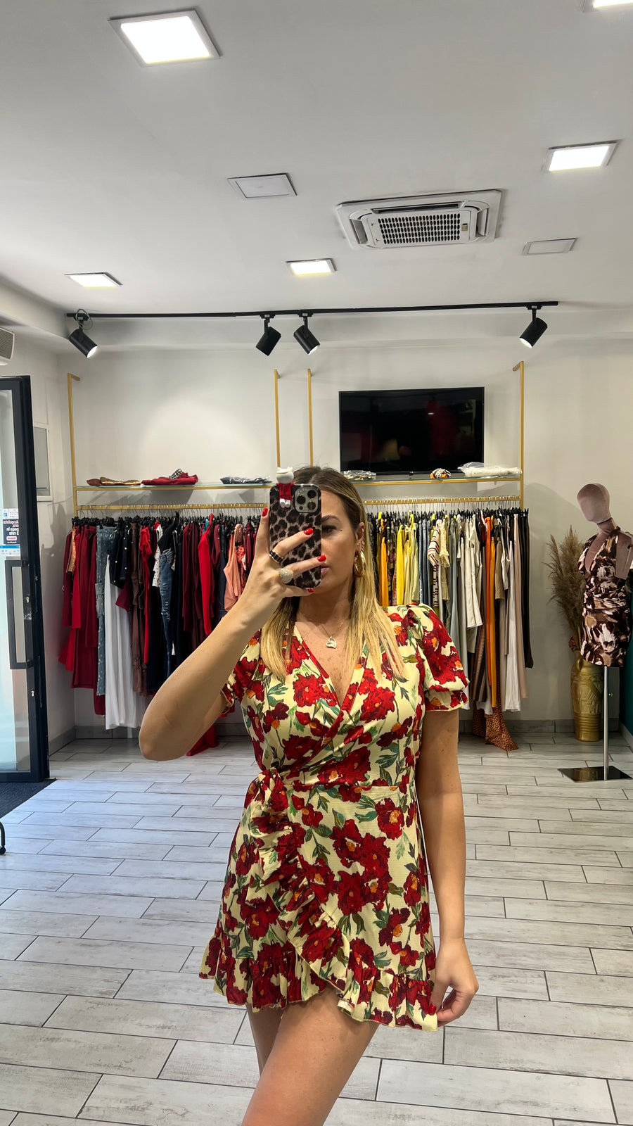 Dress a incrocio Rosso e Giallo
