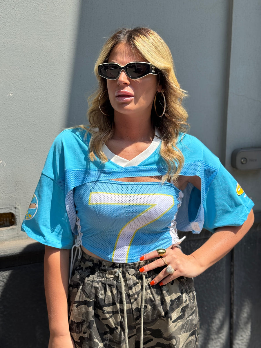 Top Lea con coprispalle Azzurro