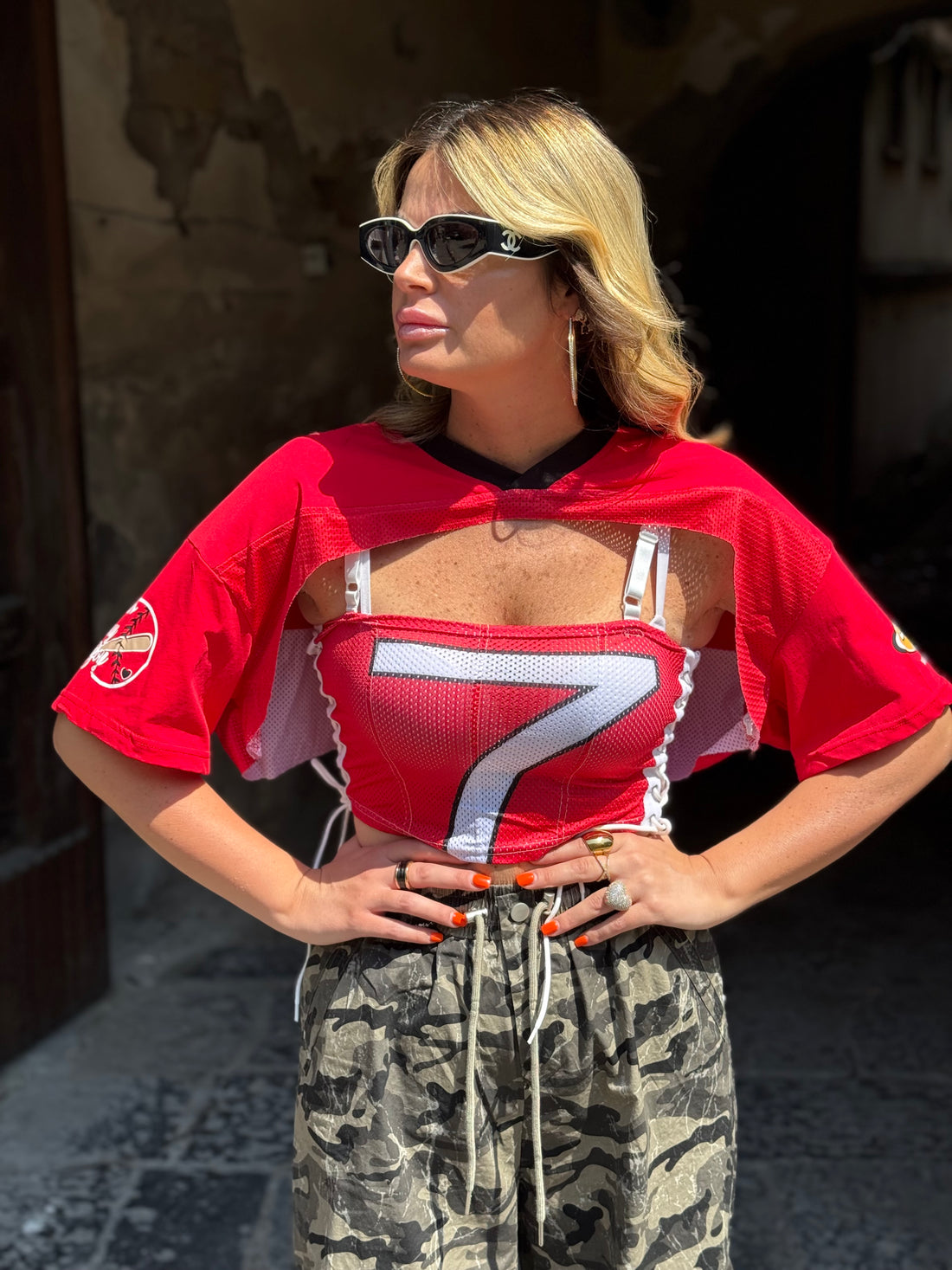 Top Lea con coprispalle Rosso