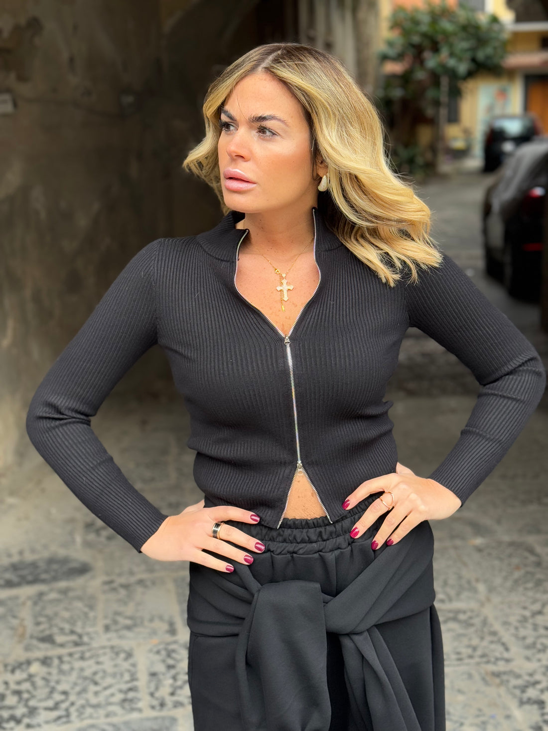 Maglioncino Siena Nero con zip