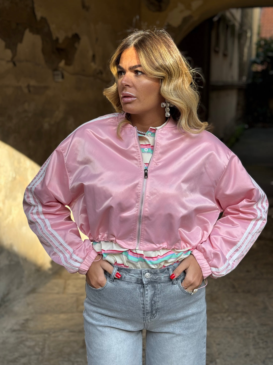 Giubbino Stripes Rosa