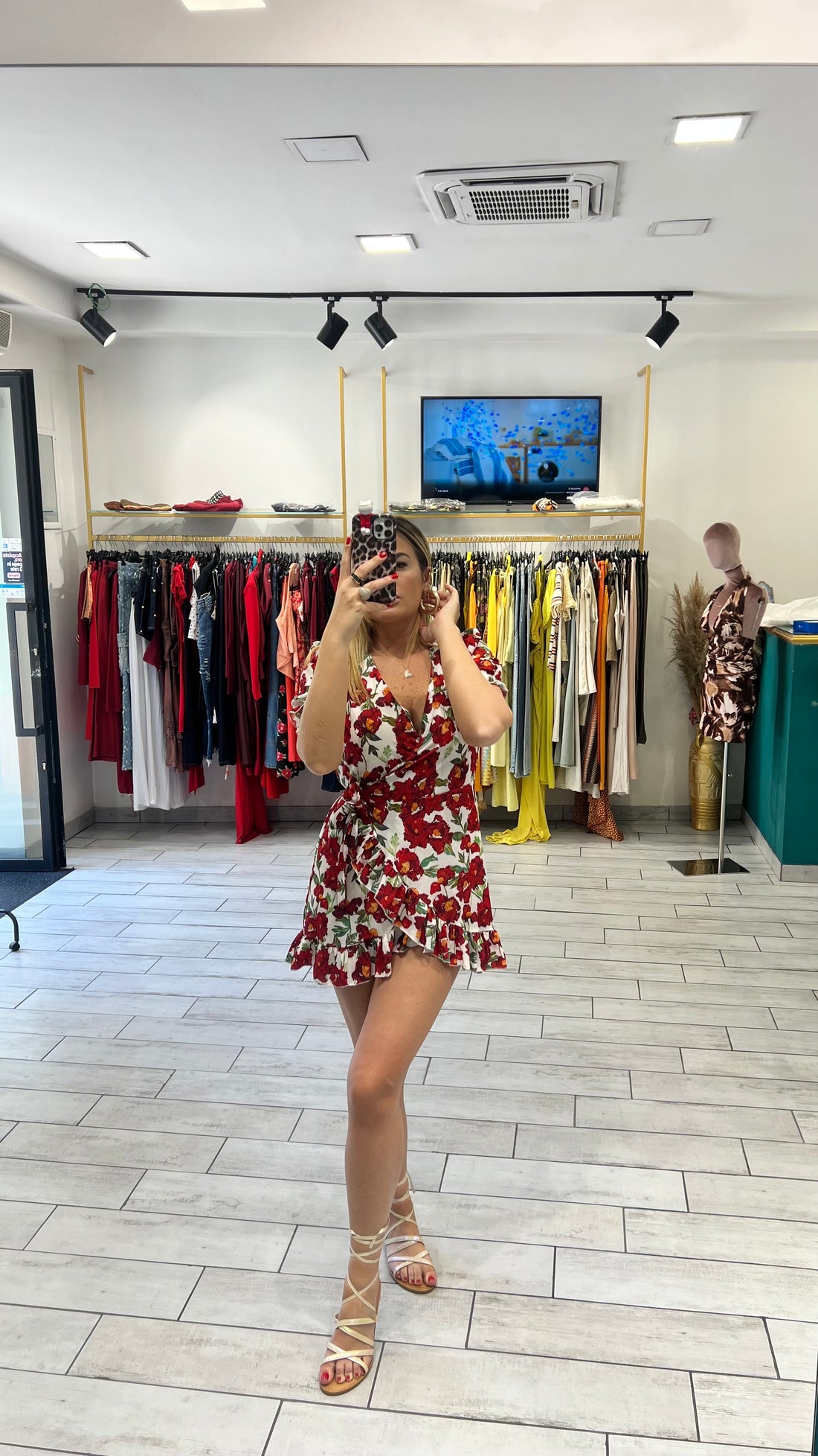 Dress a incrocio Rosso e Bianco