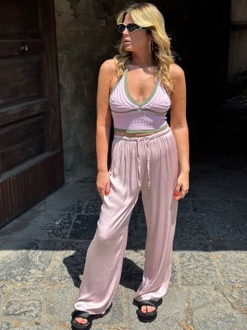 Pantalone Satin Rosa