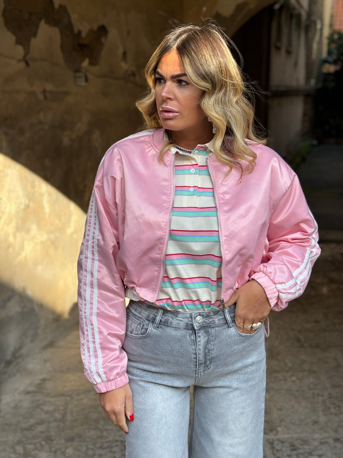 Giubbino Stripes Rosa