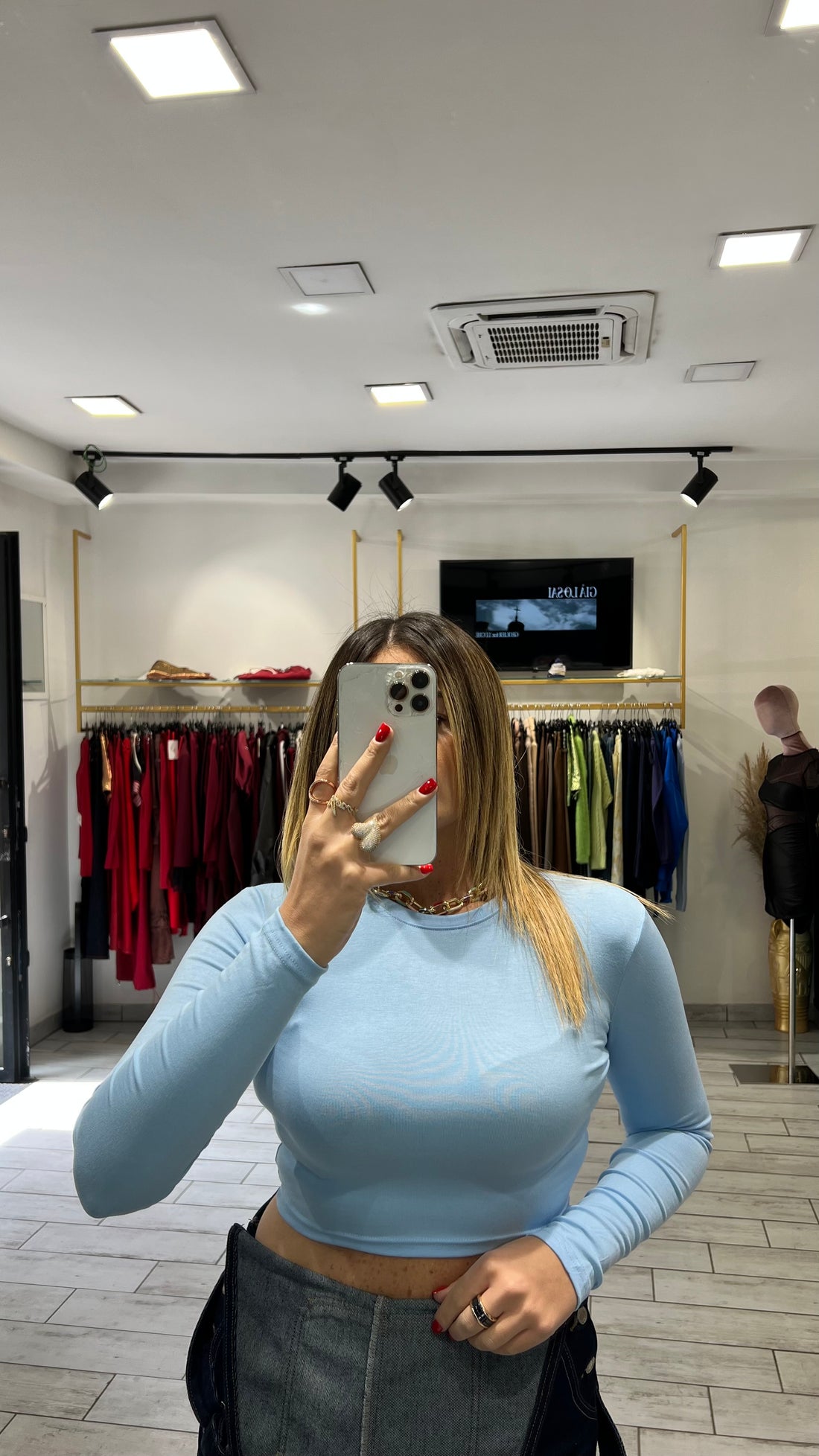 Maglia Crop Isa Celeste