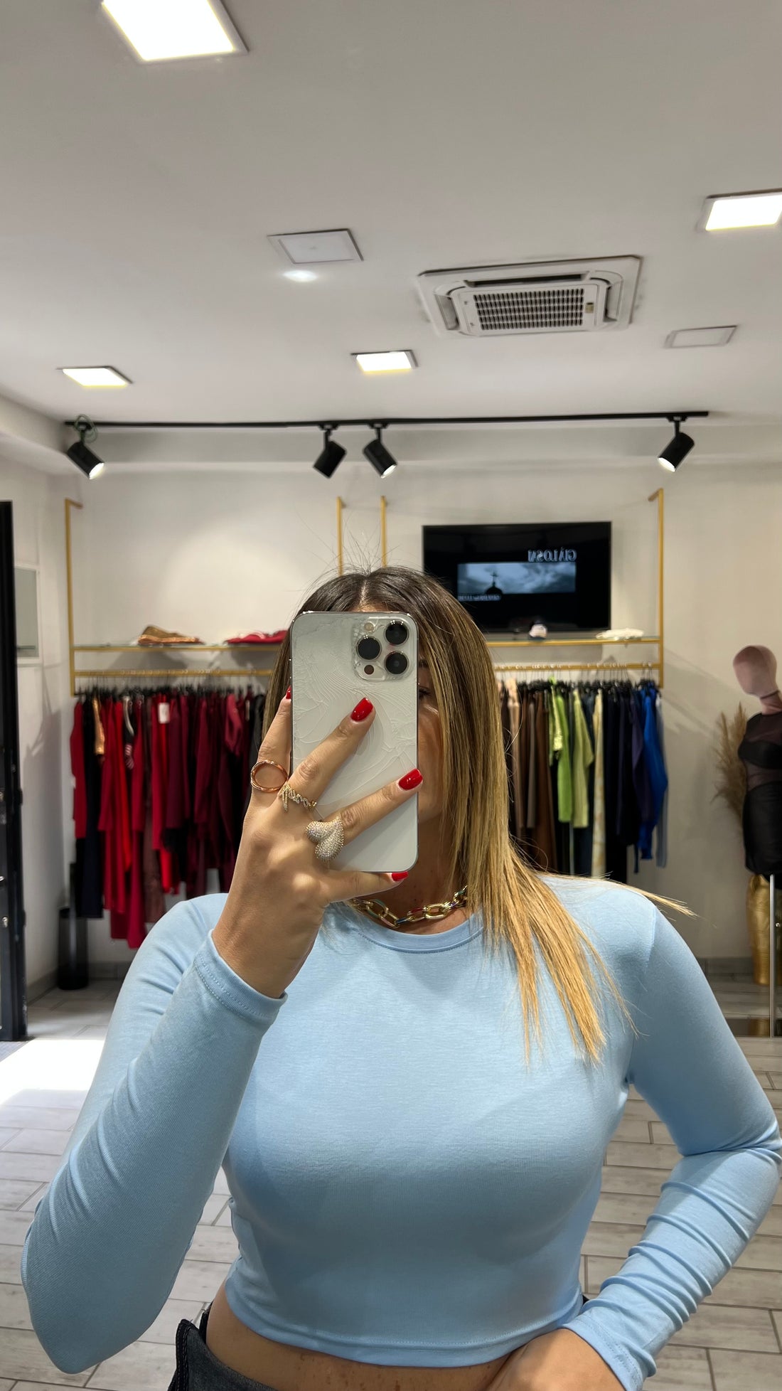 Maglia Crop Isa Celeste