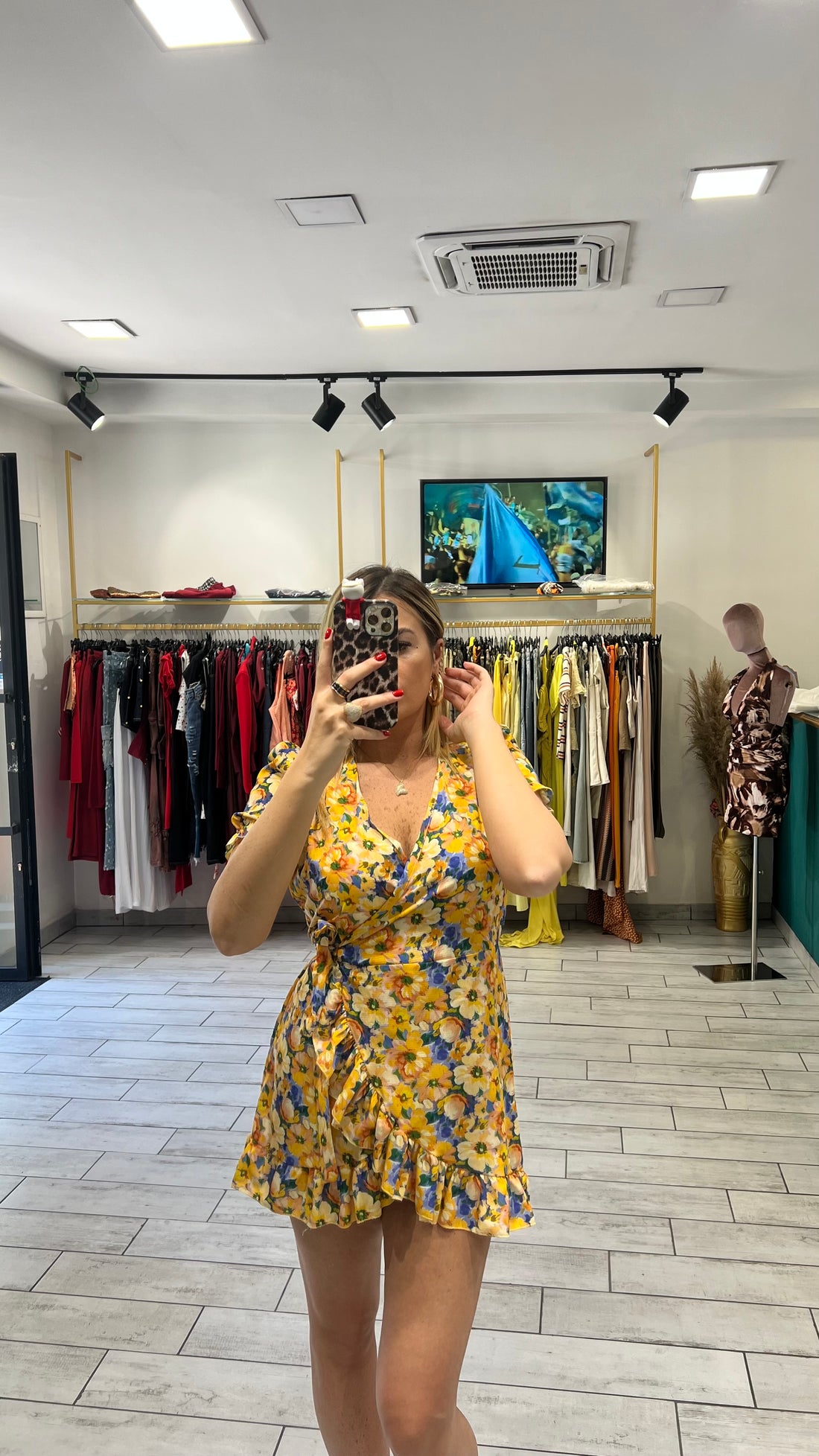 Dress a incrocio Giallo e Blu