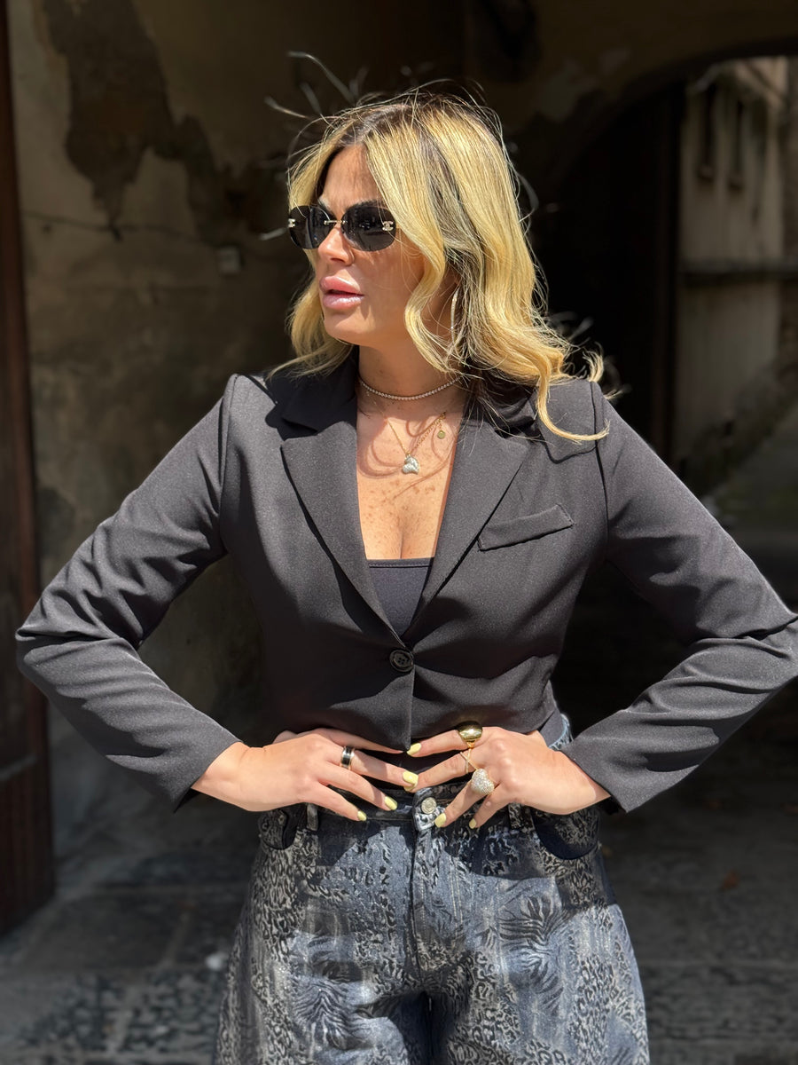 Giacca Crop Asid Nera