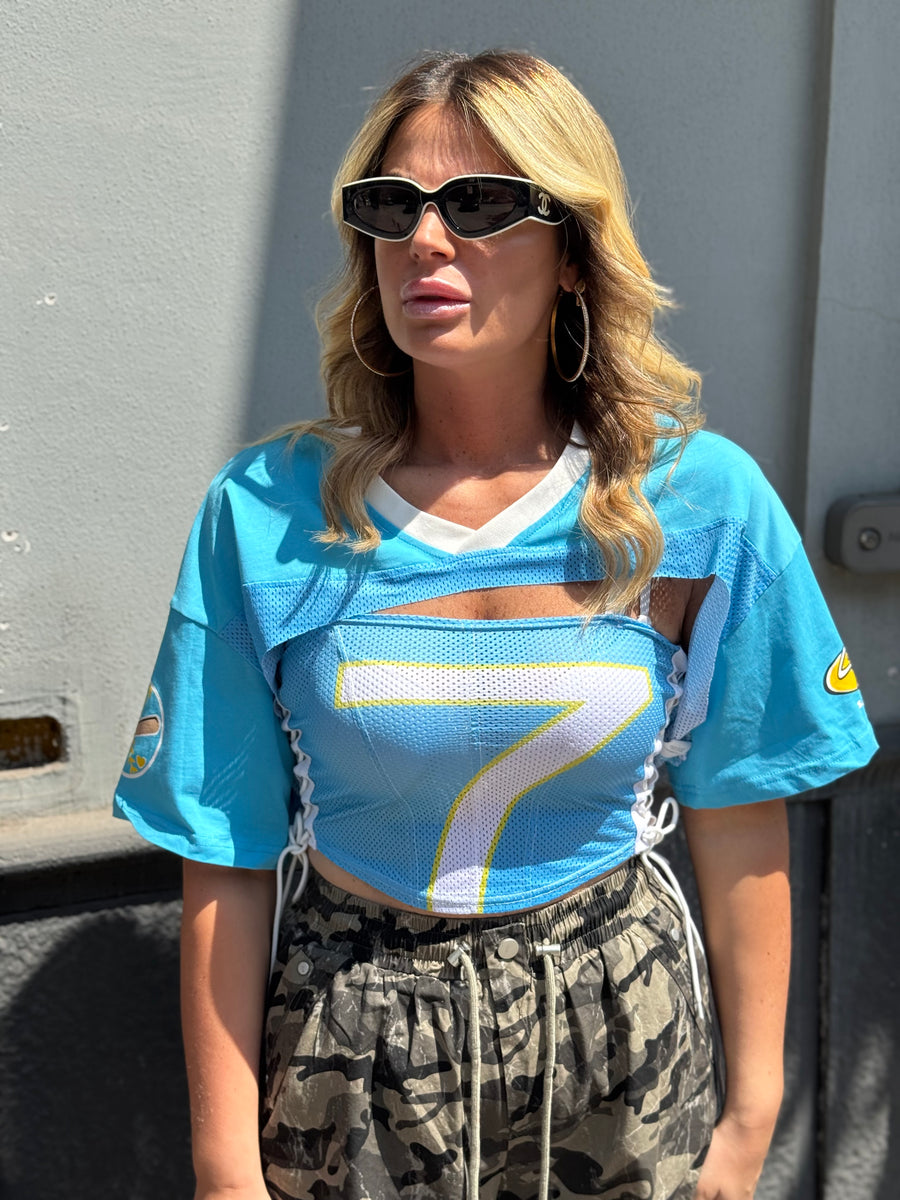 Top Lea con coprispalle Azzurro